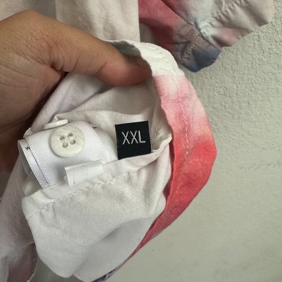 John Elliot Shirt Mens XXL Button Up Camp Watercolor White Short Sleeve Casual - Picture 8 of 15